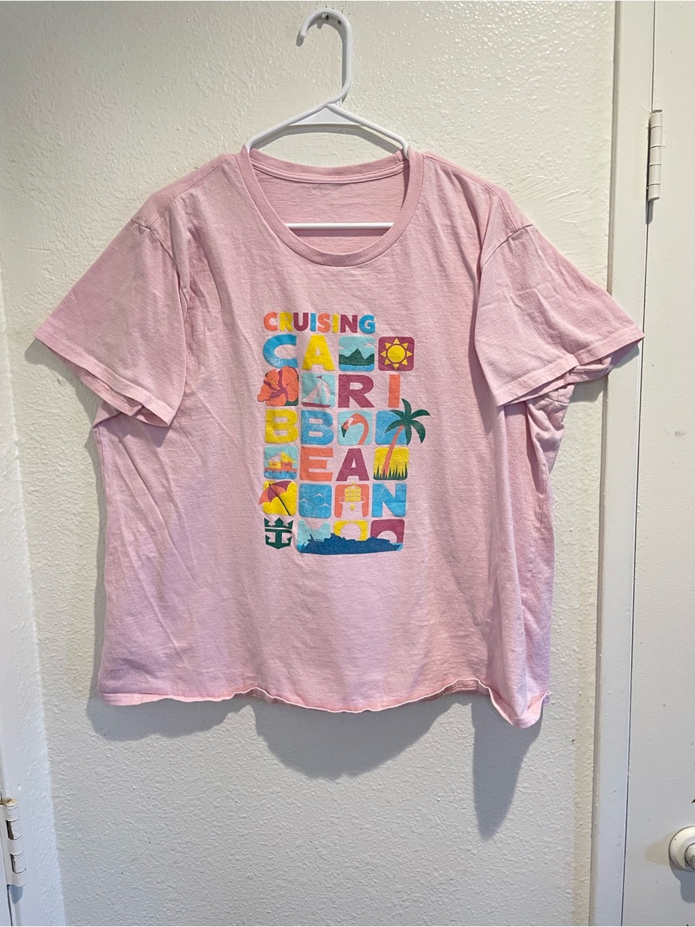 🏝️ Royal Caribbean Pink Beach Vacation Graphic Tee | Fits Size XL